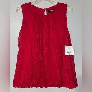 💋Liz Claiborne Red Lace Sleeveless Top
